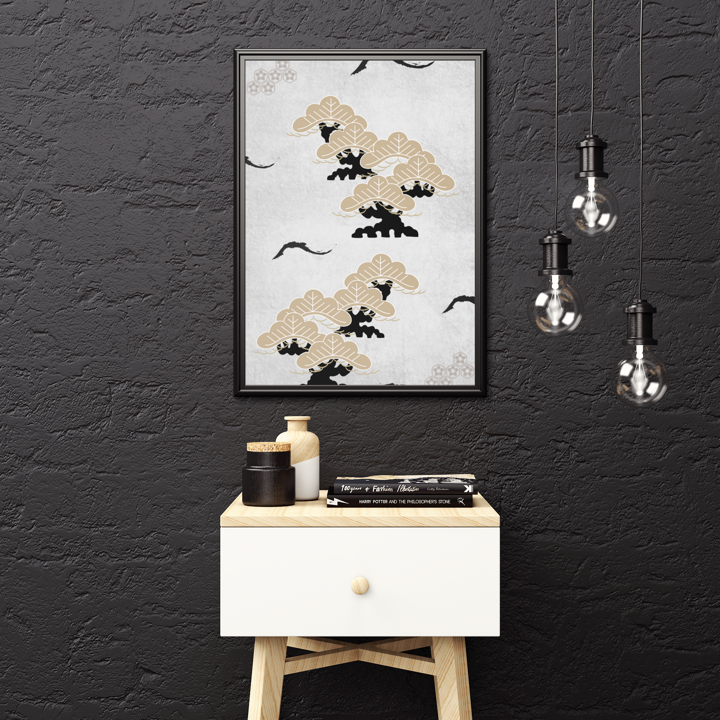 Asia Artprint – Zen-Natur im Kiefernklang (Weißer & Schwarzer Rahmen) | Artivio