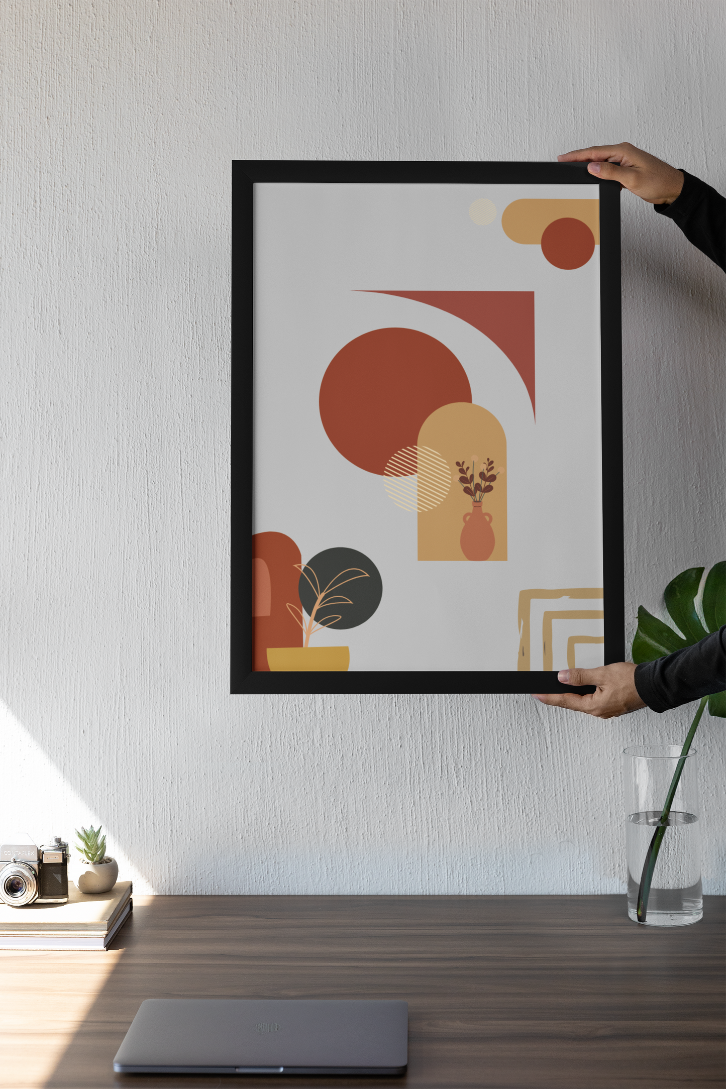 Terracotta Dream – Warme Formen für dein Zuhause | Artprint mit Rahmen in Schwarz, Weiß oder Naturholz (2 Größen)
