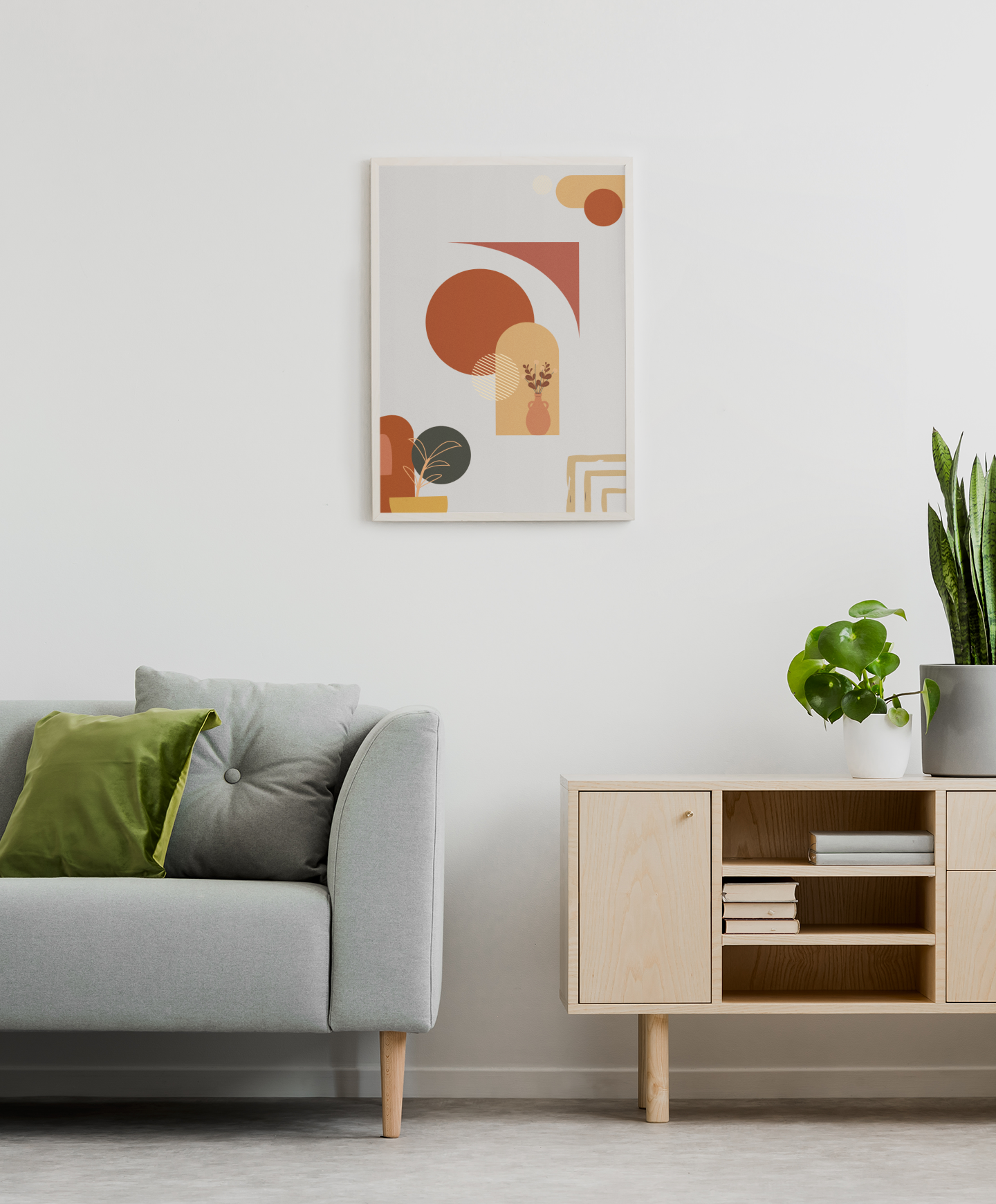 Terracotta Dream – Warme Formen für dein Zuhause | Artprint mit Rahmen in Schwarz, Weiß oder Naturholz (2 Größen)