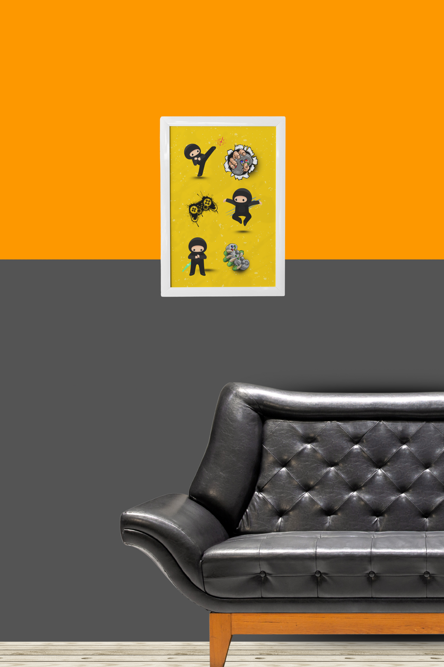 Gaming Hero – Ninja Moves für dein Setup | Artprint mit Rahmen in Schwarz oder Weiß (2 Größen)