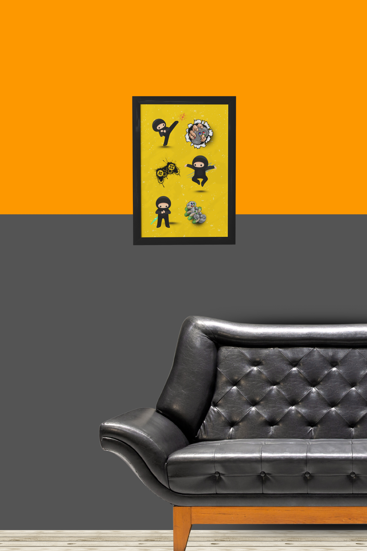 Gaming Hero – Ninja Moves für dein Setup | Artprint mit Rahmen in Schwarz oder Weiß (2 Größen)