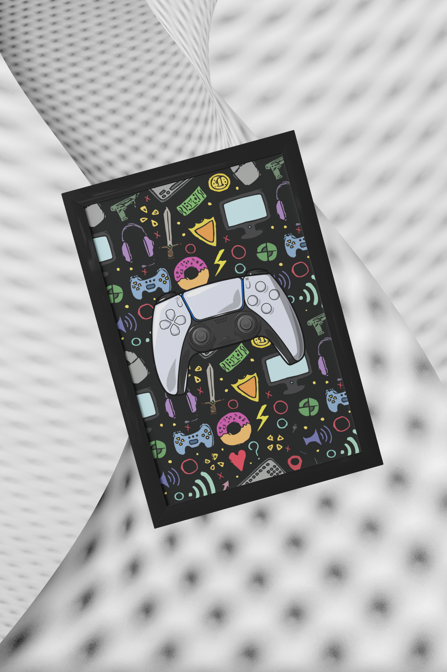 Gaming Hero – Color Clash für dein Setup | Artprint mit Rahmen in Schwarz oder Weiß (2 Größen)