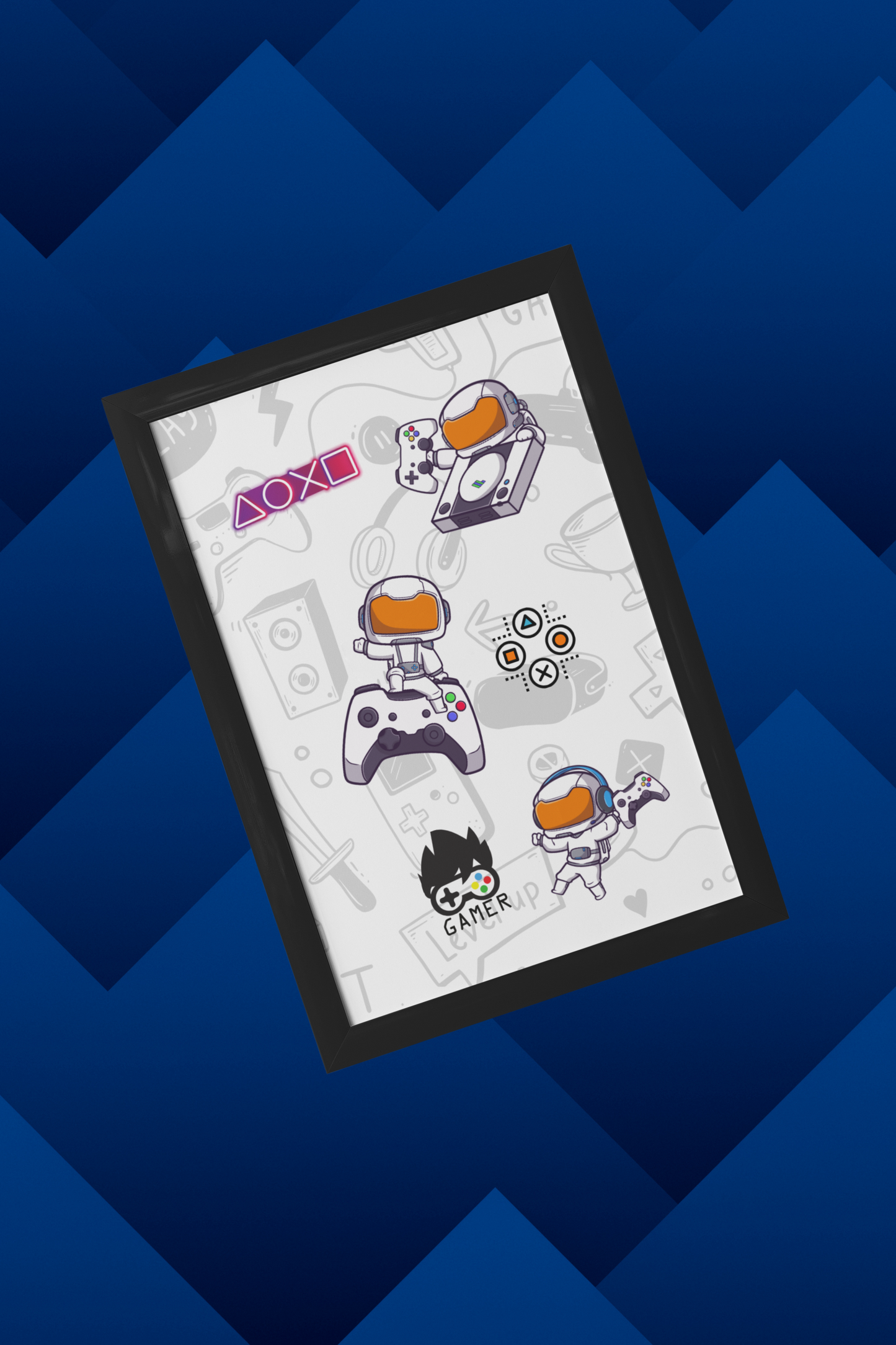 Gaming Hero – VR Ready Vibes für dein Setup | Artprint mit Rahmen in Schwarz oder Weiß (2 Größen)