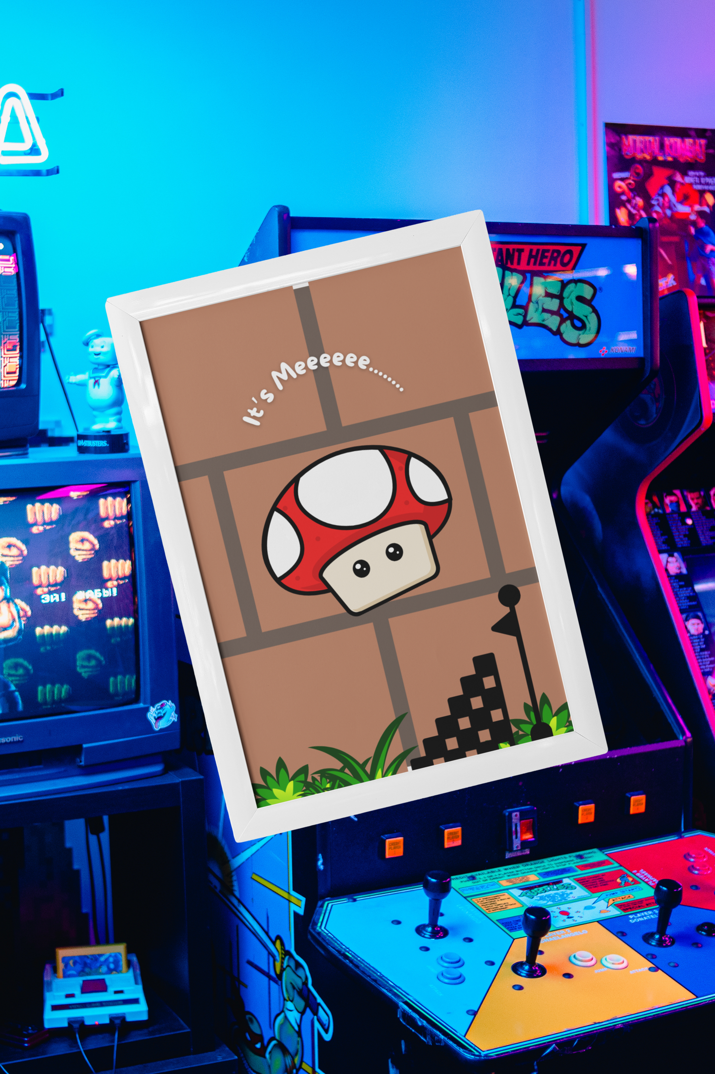 Gaming Hero – Pixel Boost fürs Zimmer | Artprint mit Rahmen in Schwarz oder Weiß (2 Größen)