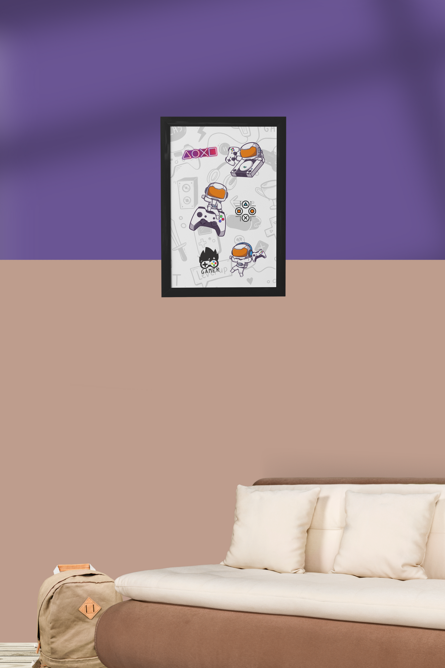 Gaming Hero – VR Ready Vibes für dein Setup | Artprint mit Rahmen in Schwarz oder Weiß (2 Größen)