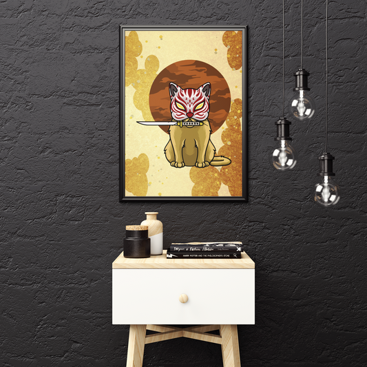 Asia Artprint – Samurai-Seele im Tigergeist (Weißer & Schwarzer Rahmen) | Artivio