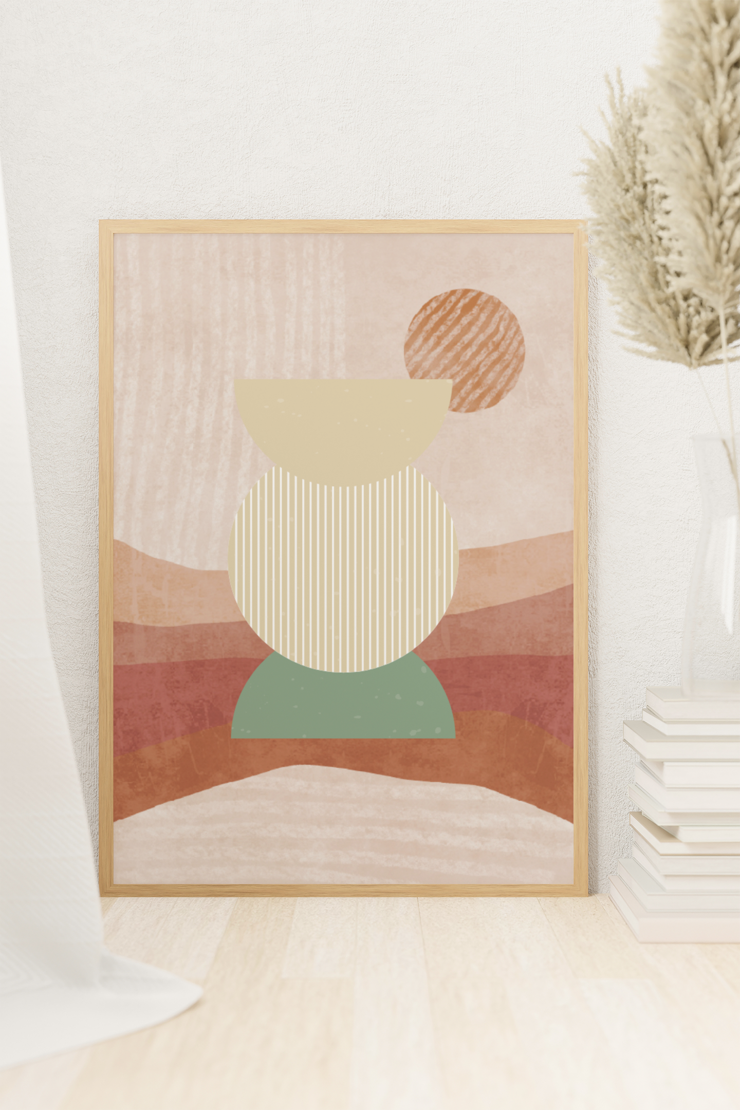Boho Vibes – Sanfte Formen für dein Zuhause | Artprint mit Rahmen in Schwarz, Weiß oder Naturholz (2 Größen)