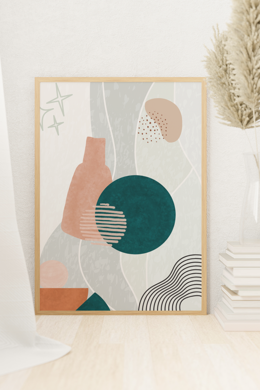 Boho Harmony – Sanfte Formen für dein Zuhause | Artprint mit Rahmen in Schwarz, Weiß oder Naturholz (2 Größen)