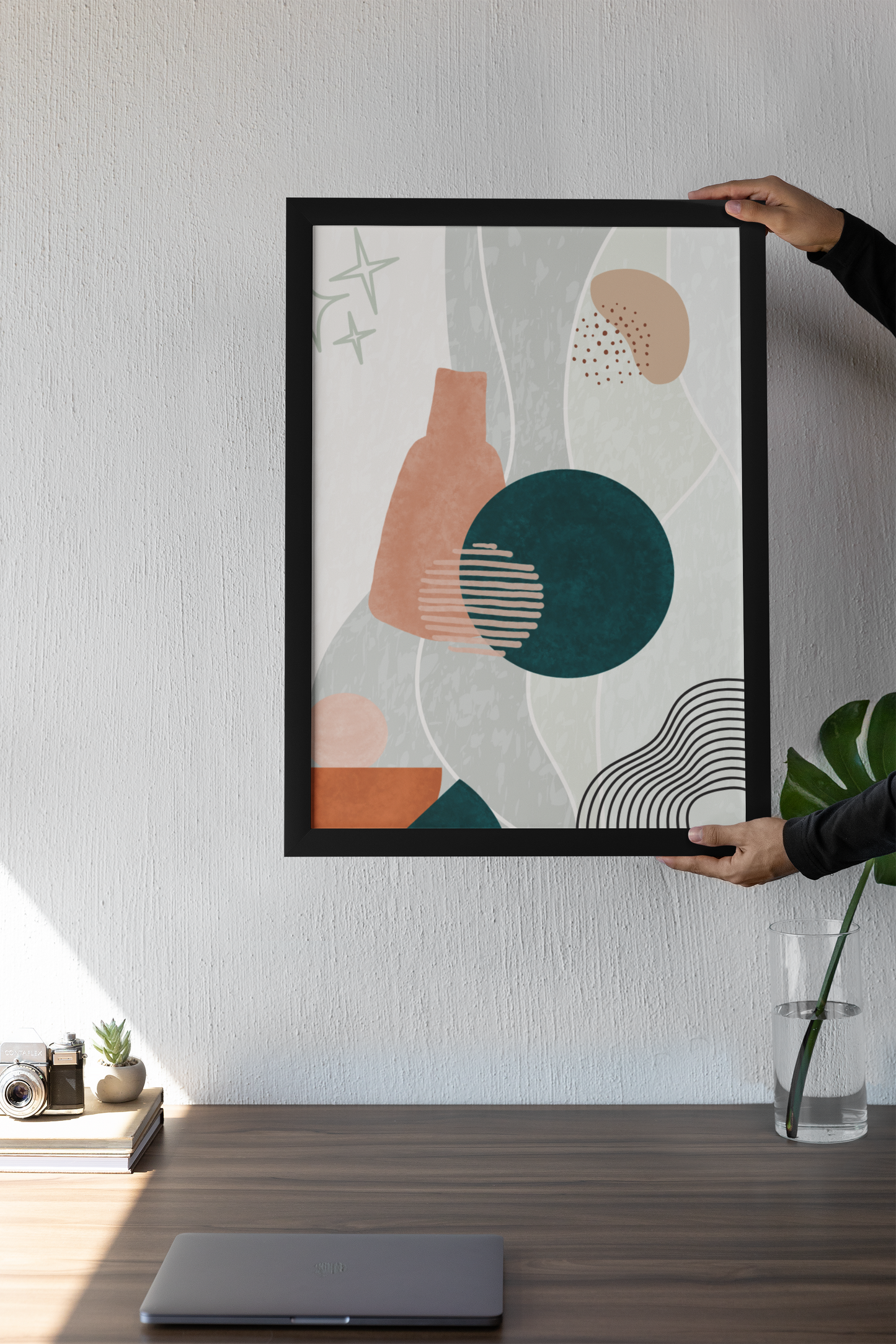 Boho Harmony – Sanfte Formen für dein Zuhause | Artprint mit Rahmen in Schwarz, Weiß oder Naturholz (2 Größen)