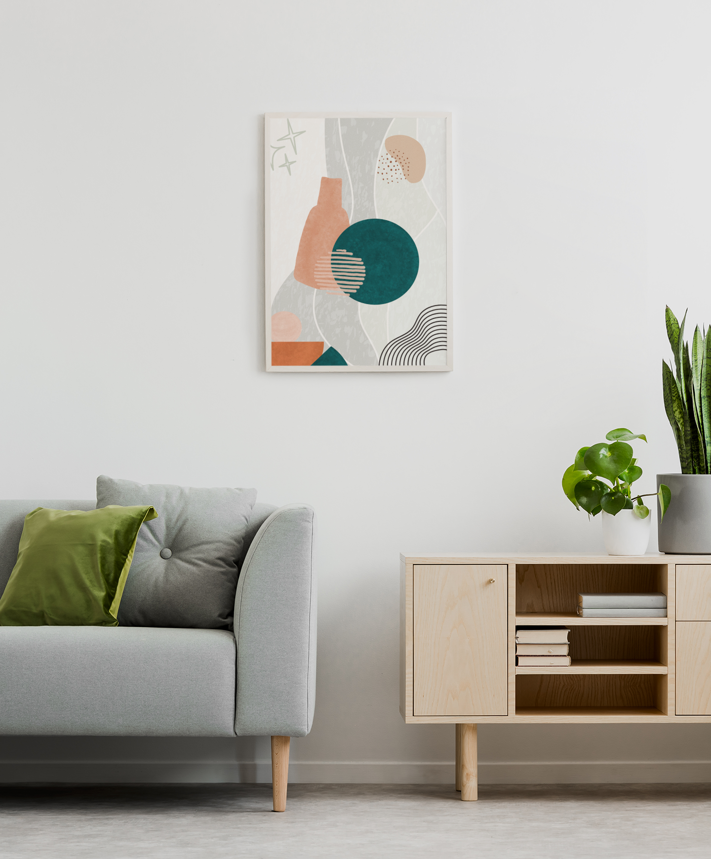 Boho Harmony – Sanfte Formen für dein Zuhause | Artprint mit Rahmen in Schwarz, Weiß oder Naturholz (2 Größen)