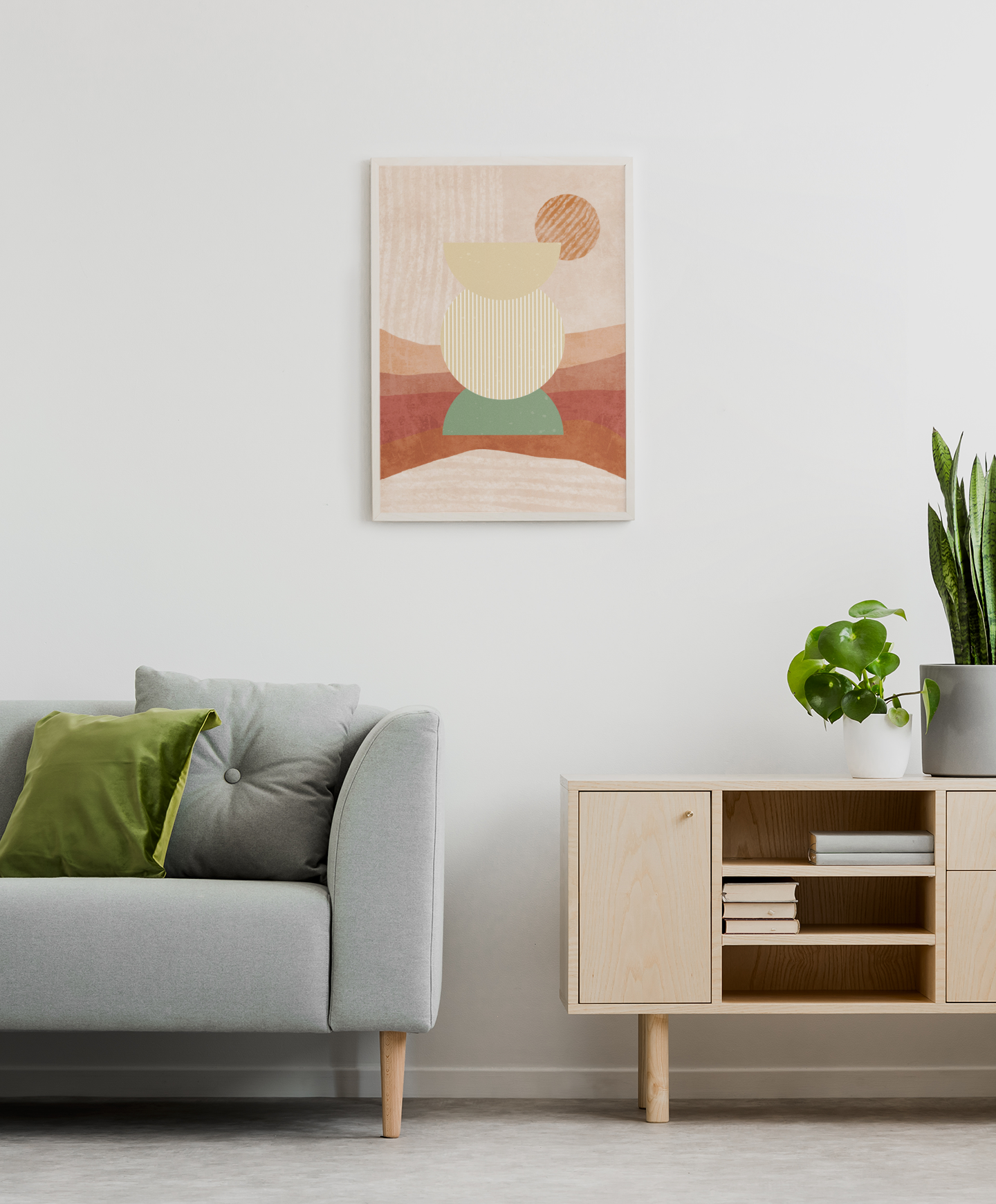 Boho Vibes – Sanfte Formen für dein Zuhause | Artprint mit Rahmen in Schwarz, Weiß oder Naturholz (2 Größen)