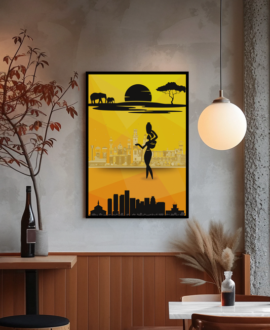 Afrika Wandbild – Sonnenuntergang & Silhouetten | Artivio World Prints