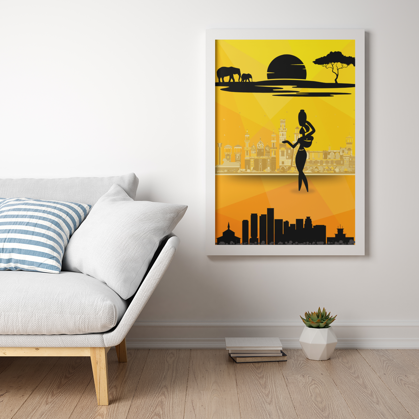 Afrika Wandbild – Sonnenuntergang & Silhouetten | Artivio World Prints