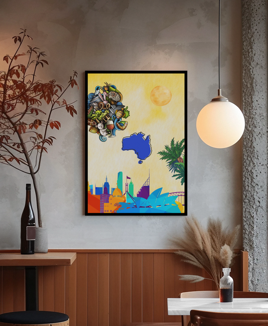 Colours of Australia – Stilvolles Städte-Poster mit Rahmen Weiß oder Schwarz | Artivio