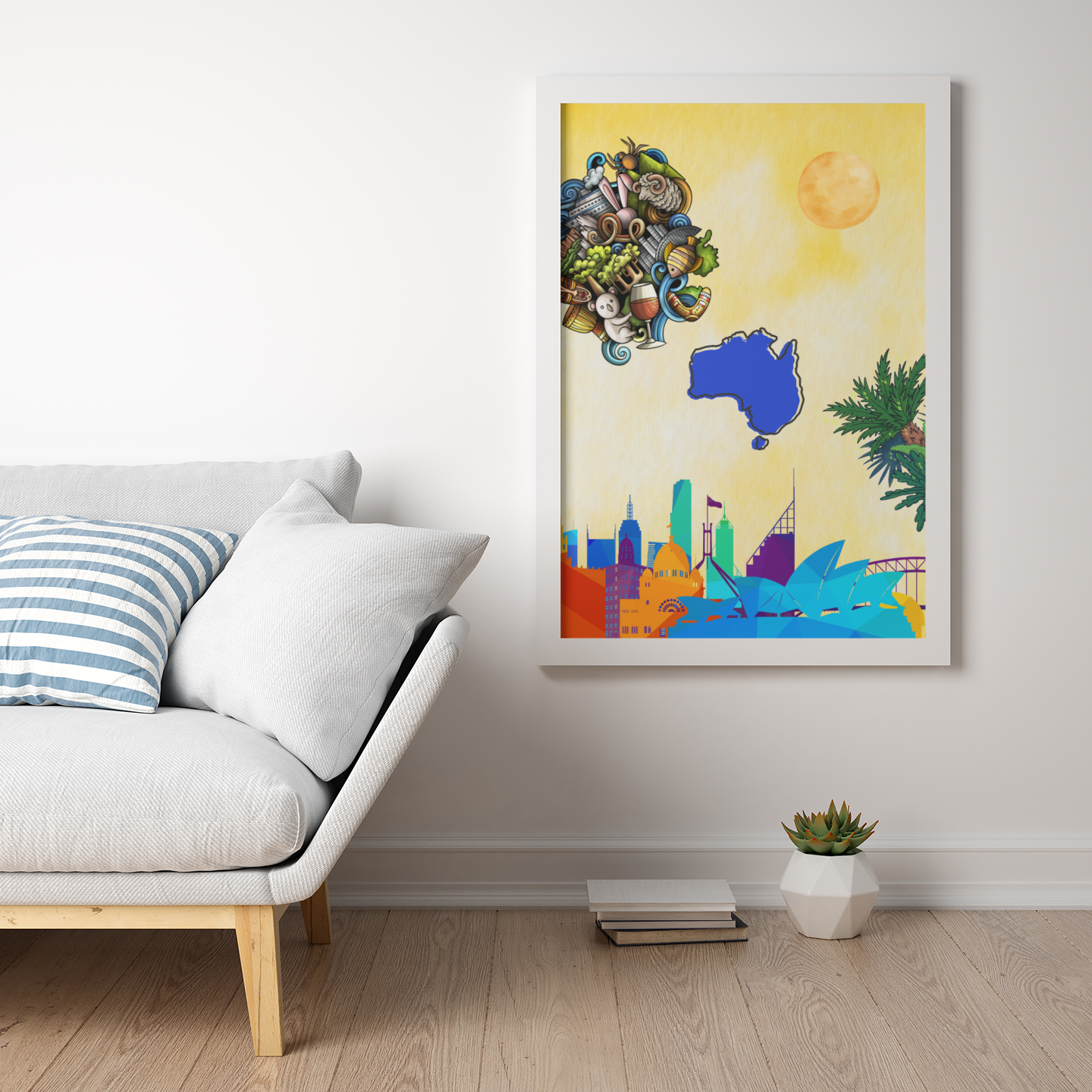 Colours of Australia – Stilvolles Städte-Poster mit Rahmen Weiß oder Schwarz | Artivio