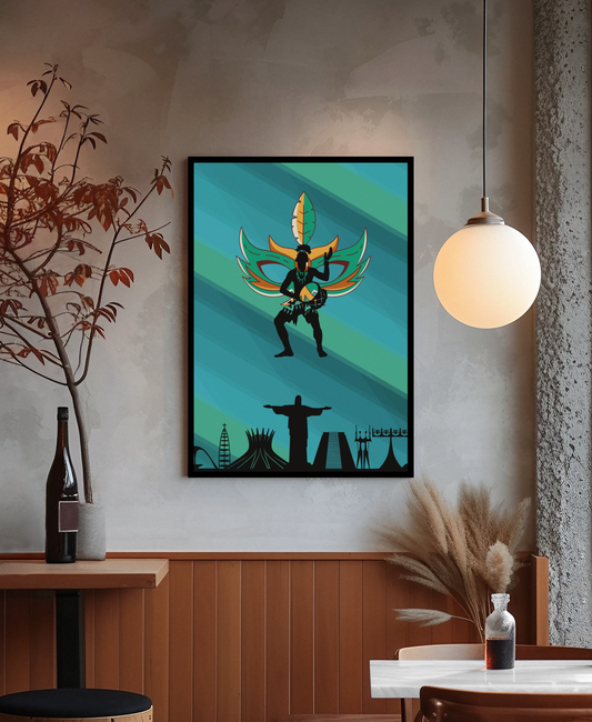 Brasilien Wandbild – Farbenfrohes City Art Poster mit Samba Flair | Artivio