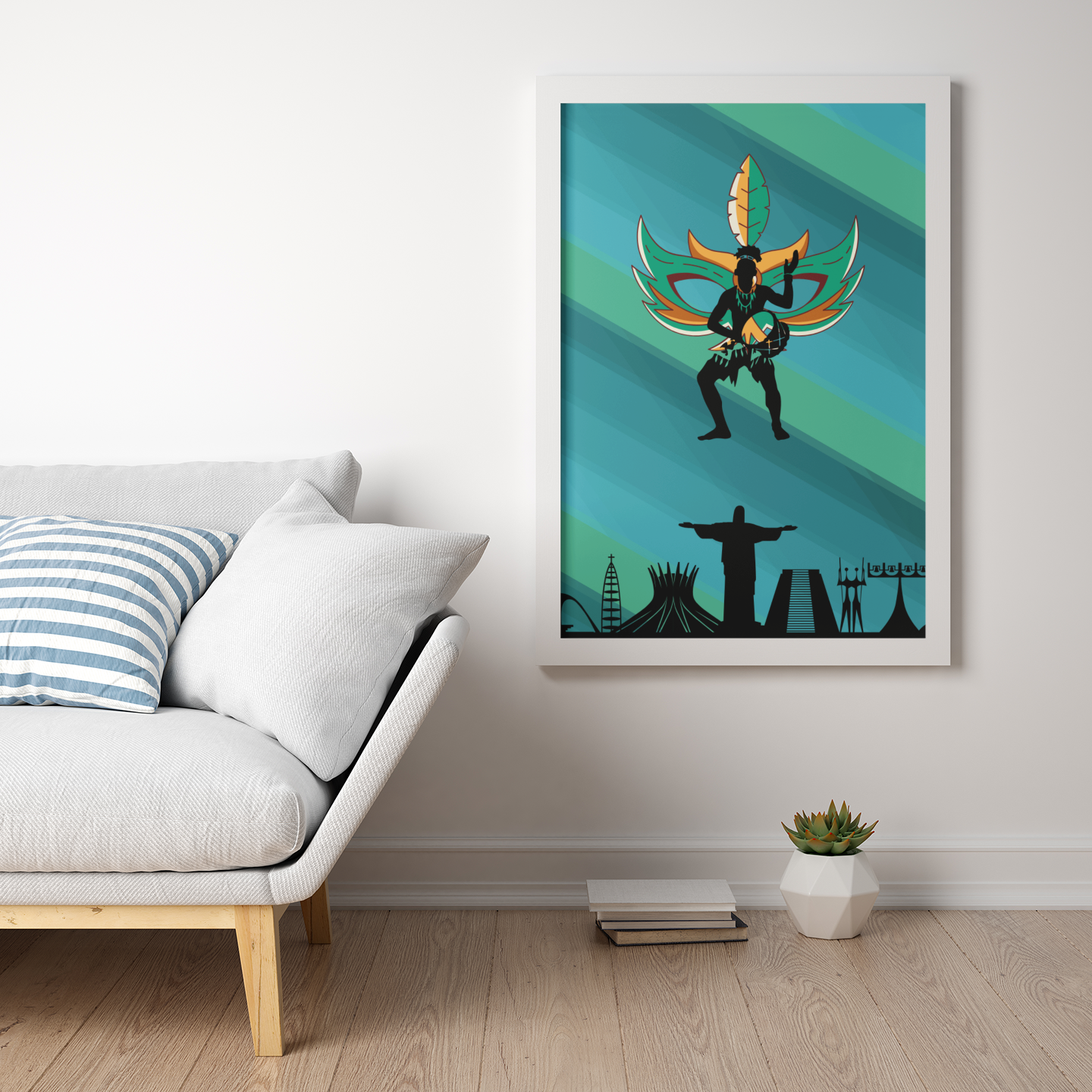 Brasilien Wandbild – Farbenfrohes City Art Poster mit Samba Flair | Artivio