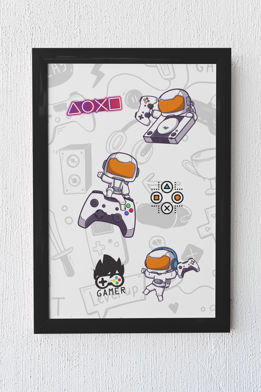 Gaming Hero – VR Ready Vibes für dein Setup | Artprint mit Rahmen in Schwarz oder Weiß (2 Größen)